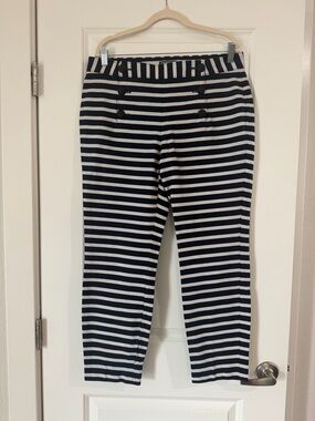 Express Navy and White Striped Waistband Pants